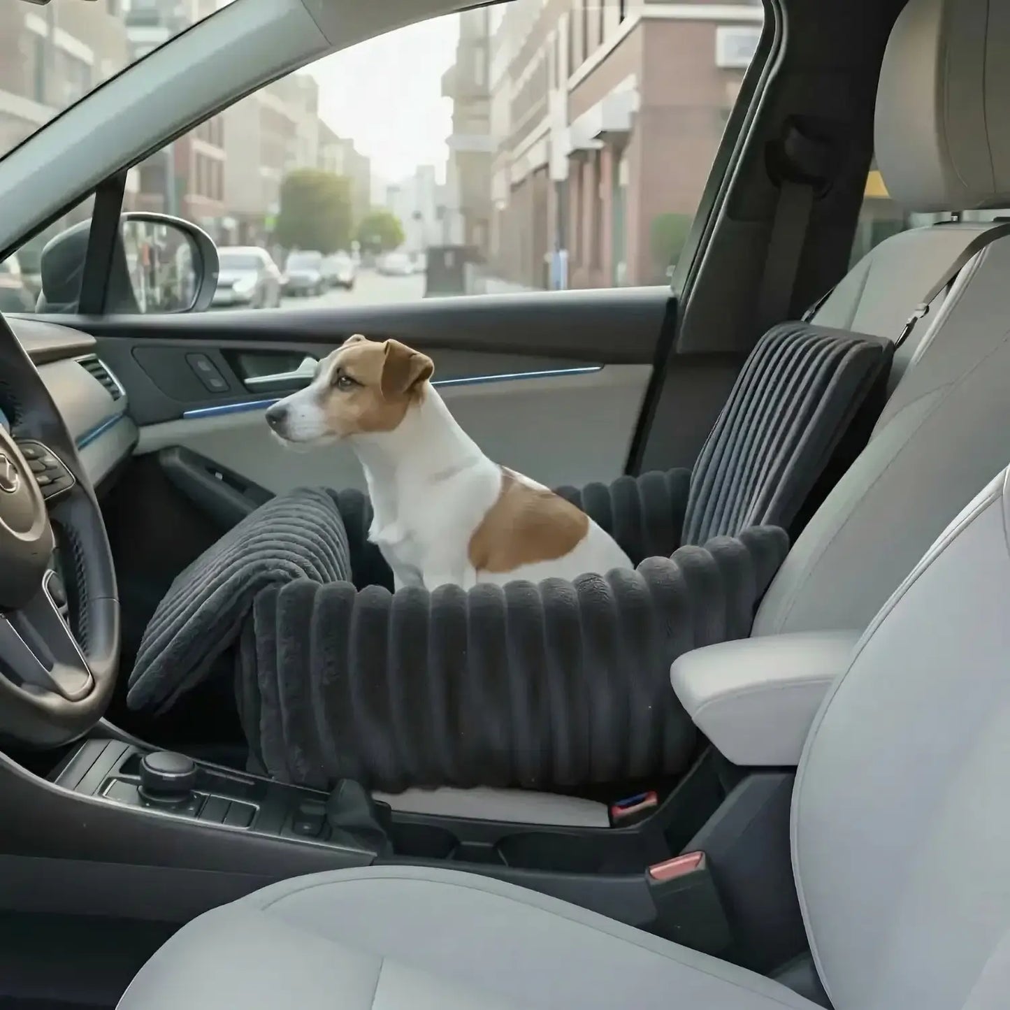 MrFluffyFriend® - Erhöhter Hundeautositz mit Sicherheitsgurt